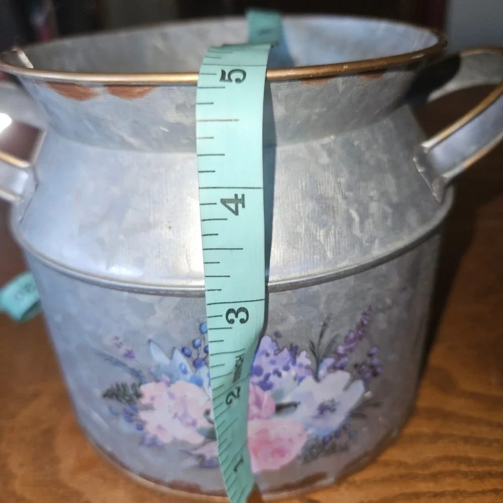 Rustic Galvanized Metal Milk Can Floral Planter Decorative Farmhouse Vase‎ 5in
